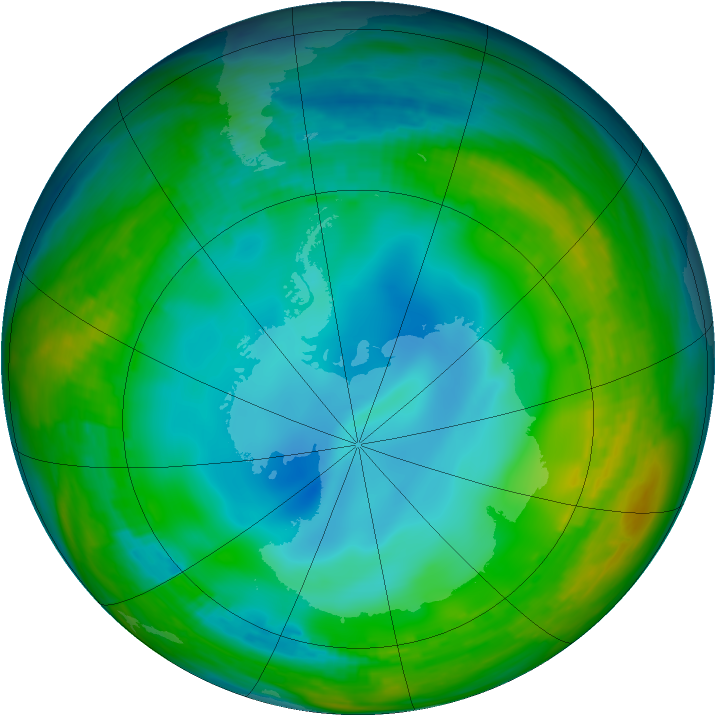 Antarctic ozone map for 07 June 1984